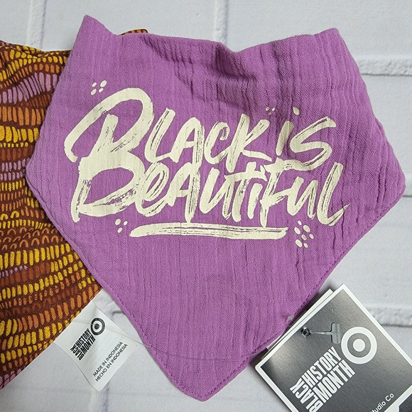 Kenzi Studio Black History Month Black Is Beautiful Bibs Purple Brown Geometric - Picture 2 of 6